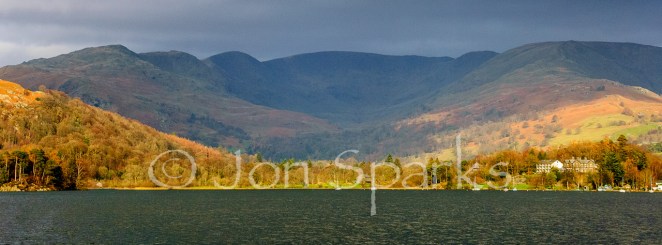 'A ring of great hills around the head of the lake': the Fairfield Horseshoe from a boat on Windermere.